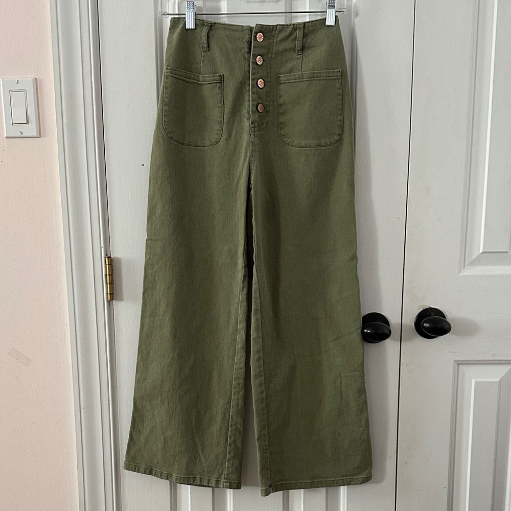 Entro Boutique Olive Green Wide-Leg Pants Size Small S